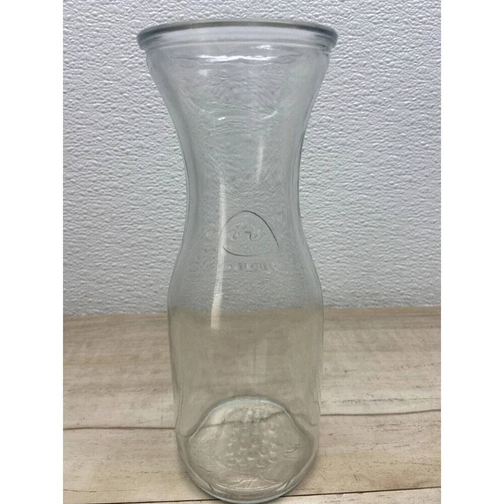 Vtg Carafe  1/2 Litre 16.9oz  Clear Glass For Juice  Wine Water  Made In Mexico